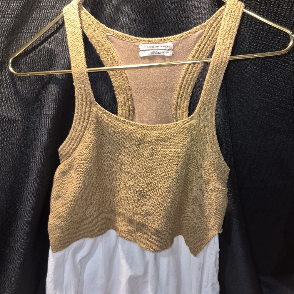 Anthropologie Layered Tank Top in Tan and White - Picture 1 of 3